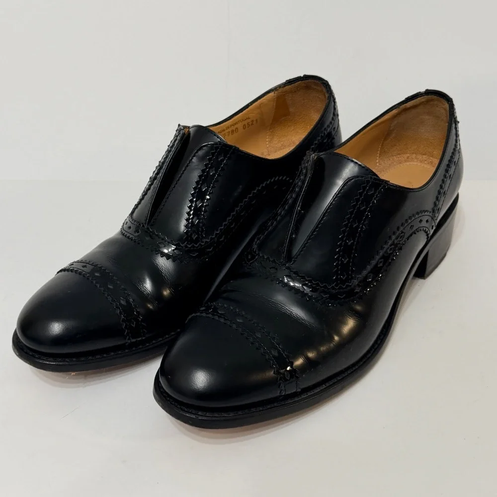 The Office Angela Scott Ms Arzner Slip On Black Oxford Leather Loafer 38.5 US8.5